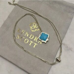 KENDRA SCOTT Gold Turquoise Lariat Adjustable Necklace with Pouch